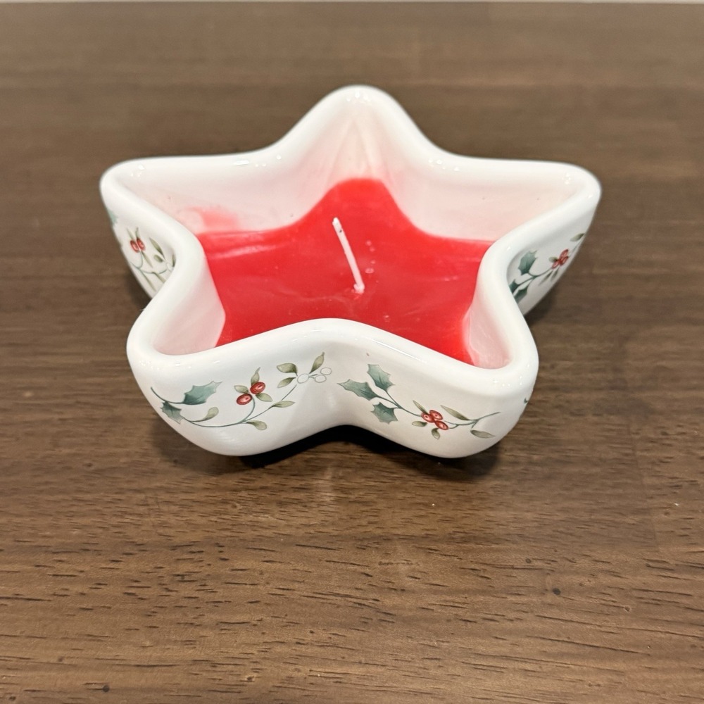 Vintage 1997 Christmas Pfaltzgraff Winterberry Star Votive Candle Scented